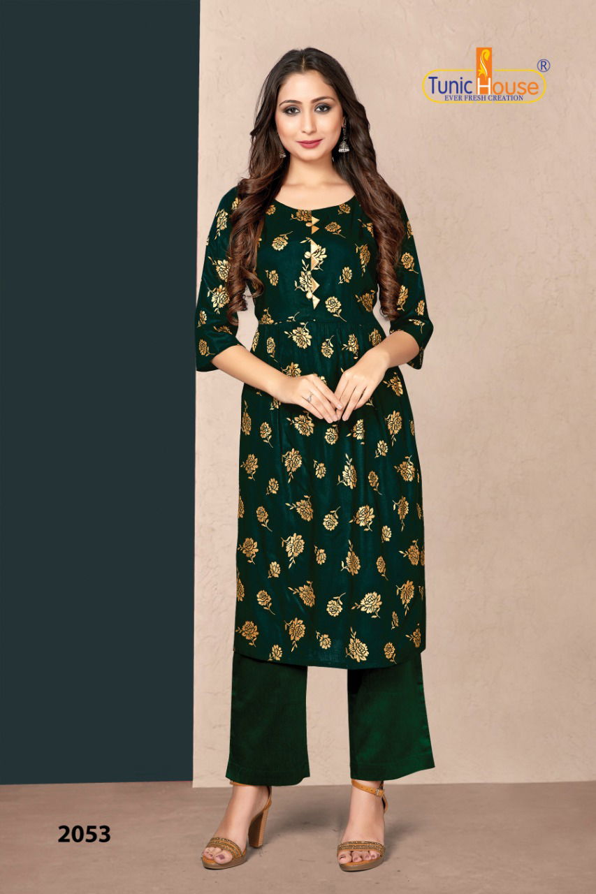 NEHA NEW PINCH Fancy Designer Ethnic Wear rayon foil Print Kurti With Bottom Collection