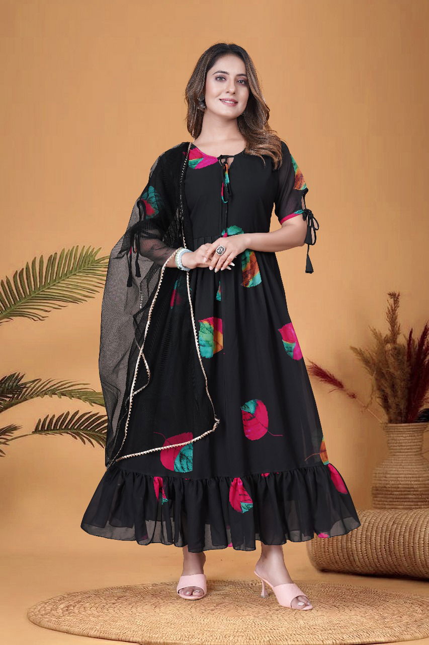 Aartee Georgette Printed Kurti With Dupatta Catalog