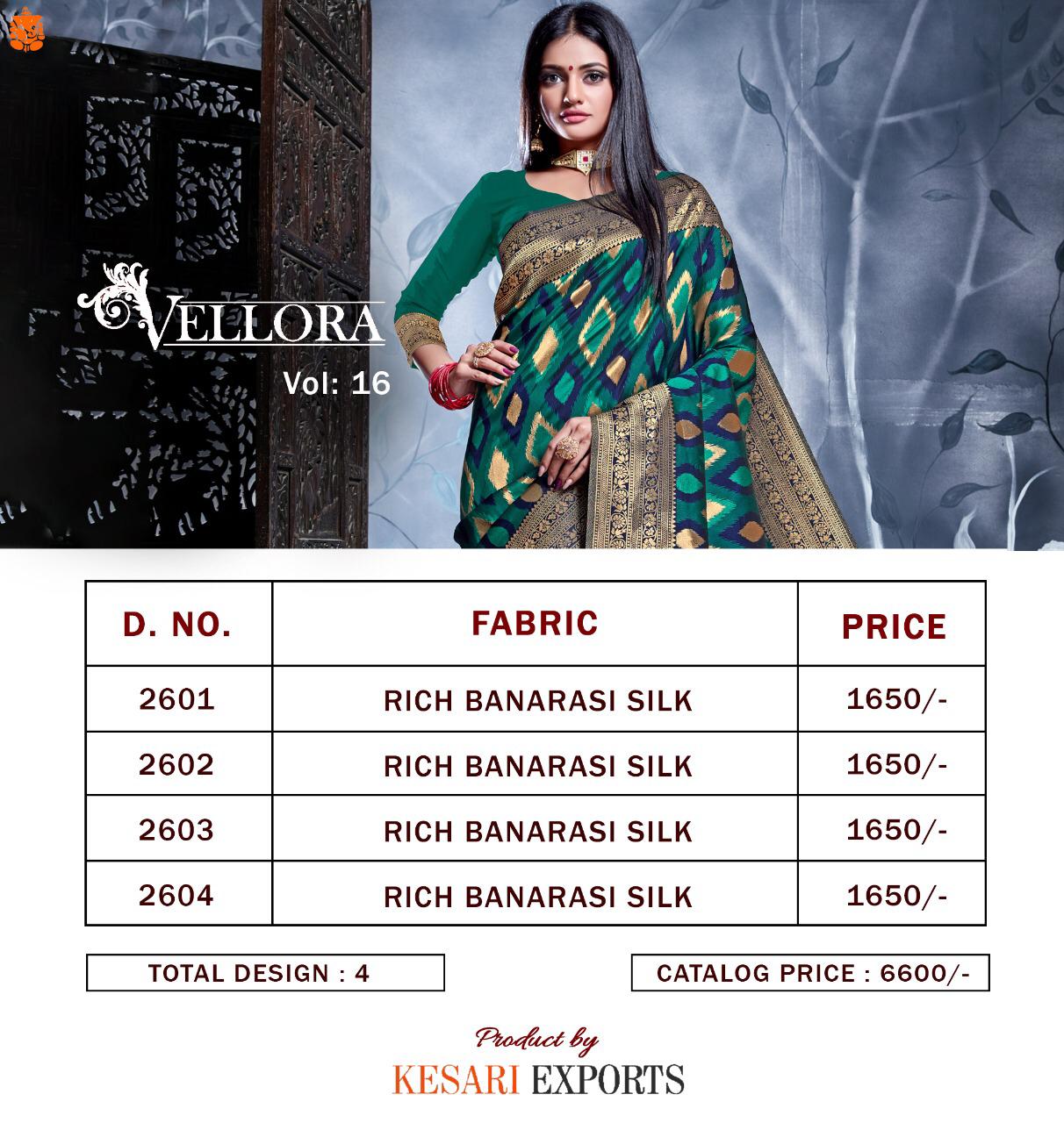 Vellora Vol -16 Launch Of Latest Designer Rich Look Pallu Banarasi Silk Saree Collection 