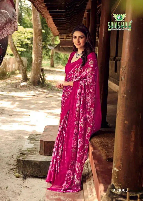 Coconut By Sanskar Satin Siffon Florence Printed Trendy Sarees