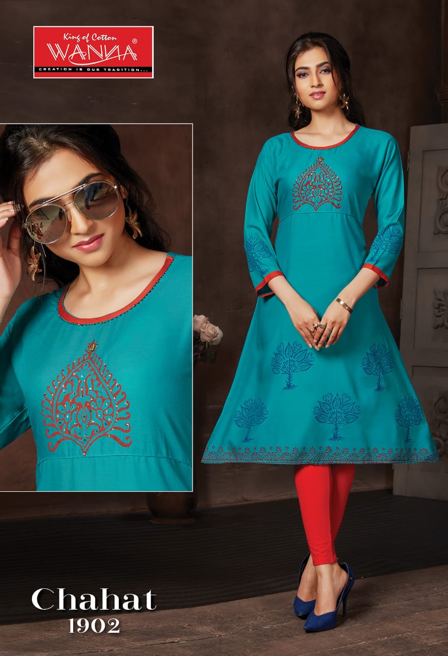 Wanna Chahat Fancy Regular Wear Designer Rayon Printed  Kurtis Collection