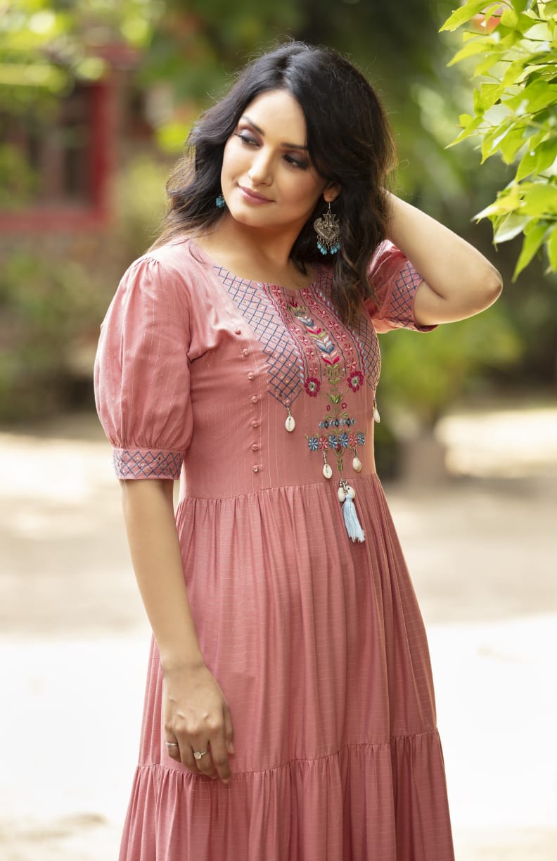 Ashmi Ghoomar New Exclusive Wear Rayon Long Designer Anarkali Kurti Collection
