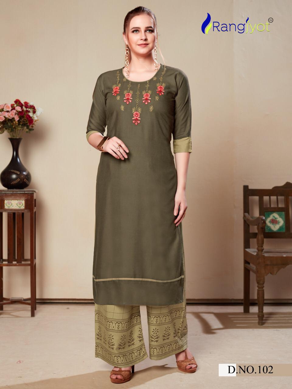 RANGJYOT MORIE VOL-1 Latest fancy Ethnic Wear Heavy rayon With embroidery work Kurtis Collection