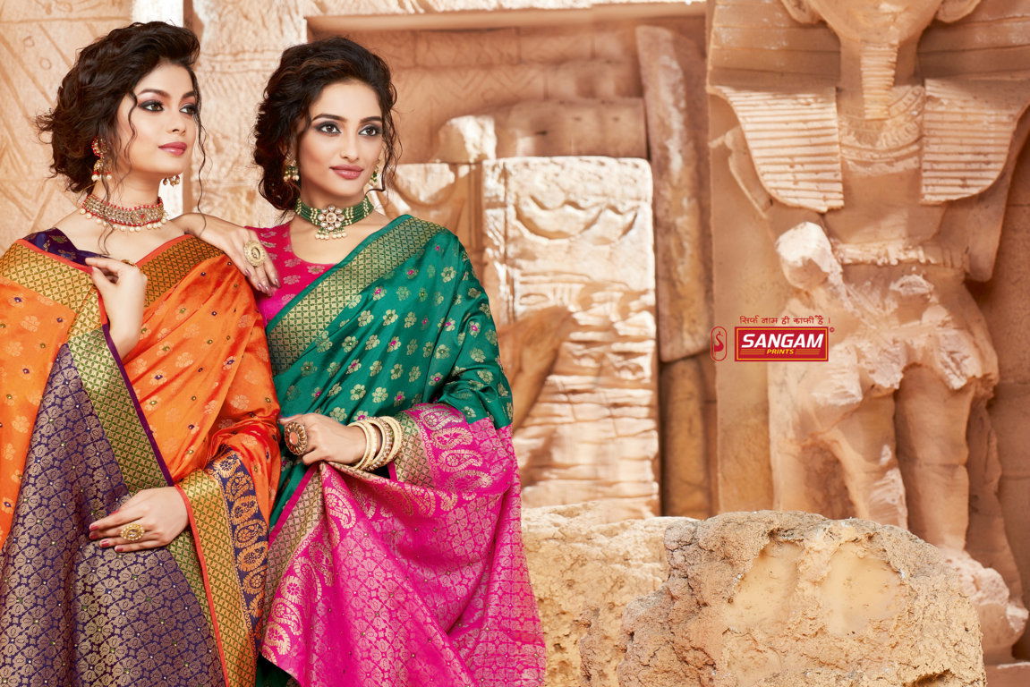 Sangam Shantanam Latest Fancy Festive Wear Heavy Handloom Silk Designer Saree Collection
