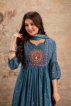 Naisha K 132 Cotton Embroidered Kurti Bottom With Dupatta Wholesalers In Delhi