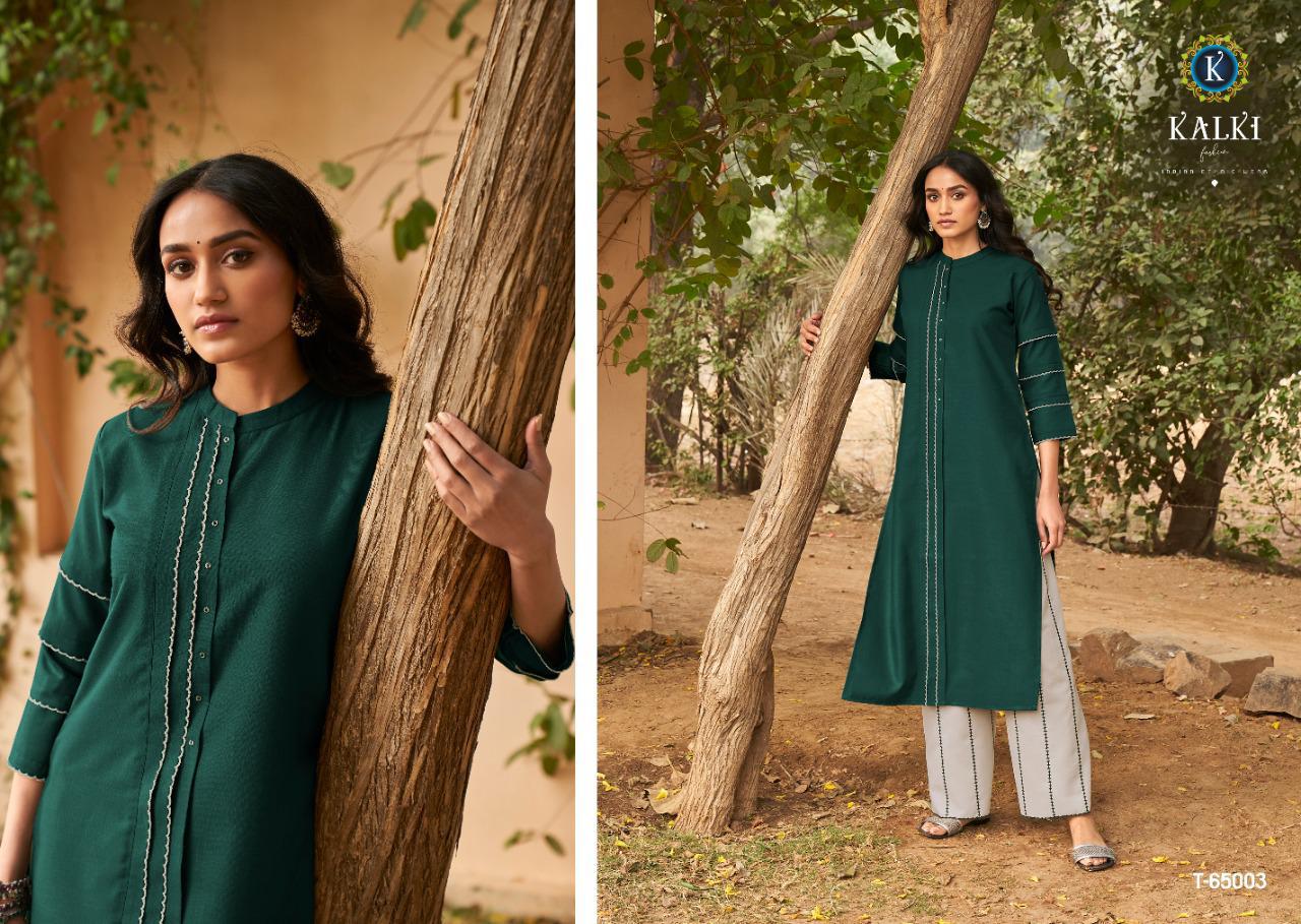 Kalki Mirrow 12 Fancy Casual Wear Pure Cotton Kurti With Bottom Collection
