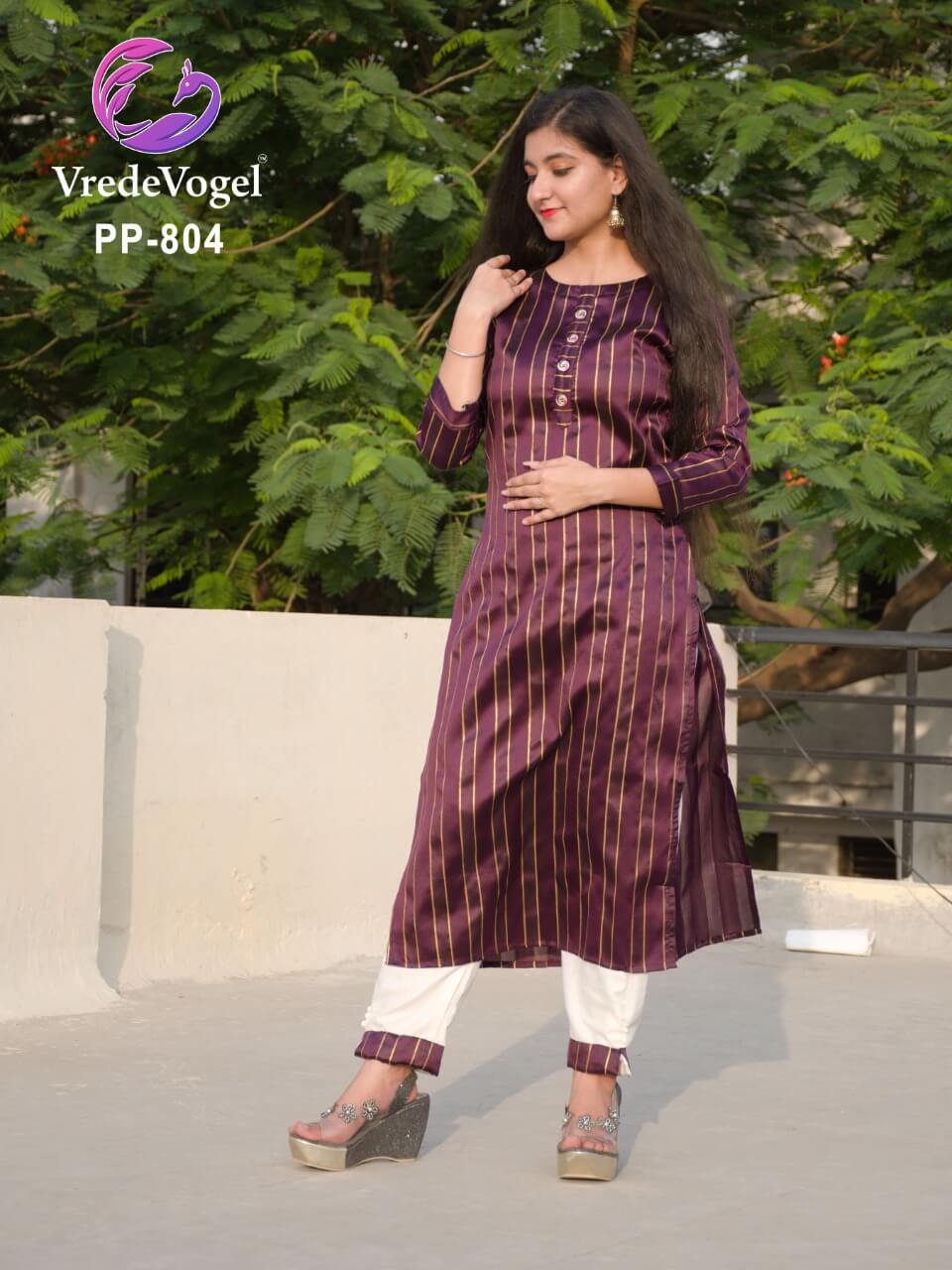 Vrede Vogel Khushiya Ethnic Wear Designer Silk Kurti With Bottom Collection

