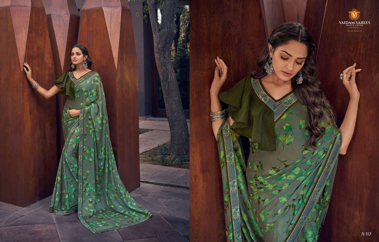 VAIDAM ALANKRITA Latest Fancy Designer Casual Wear Foil Printed Chiffon Saree Collection 