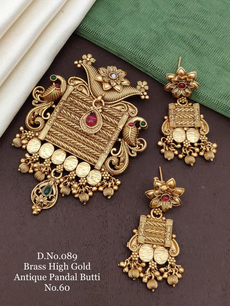 Brass High Gold Antique Pandal Butti Set Catalog