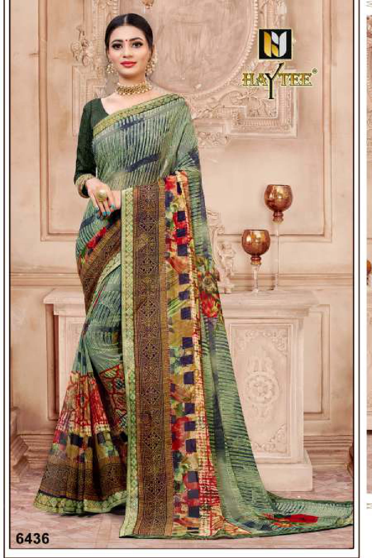 Haytee Seosons Designer Daily Wear Weightless georgette Printed Sarees Collection
