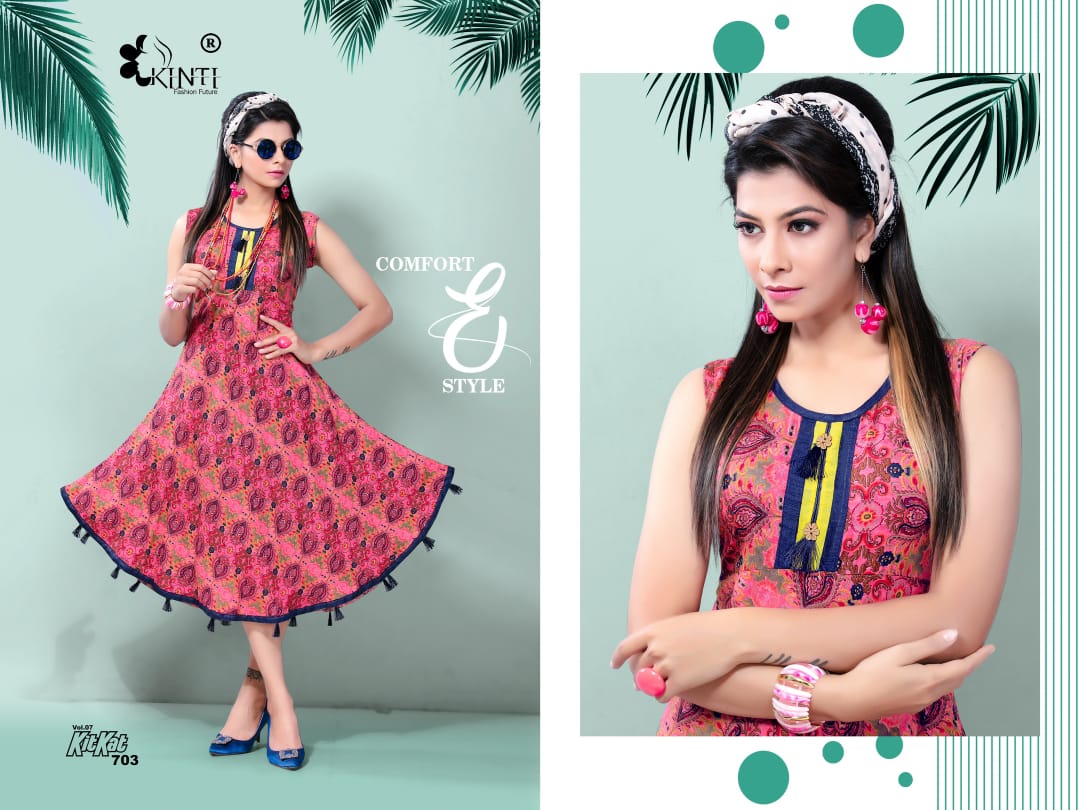 Kinti Kit Kat Fancy Daily wear Rayon printed Short Kurtis Collection
