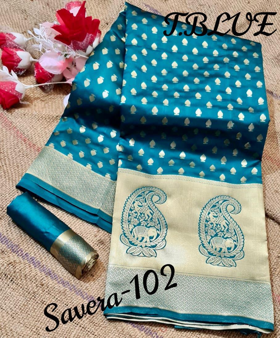 Savera 102 Latest Designer Festive Wear Lichi Silk Saree Collection 
