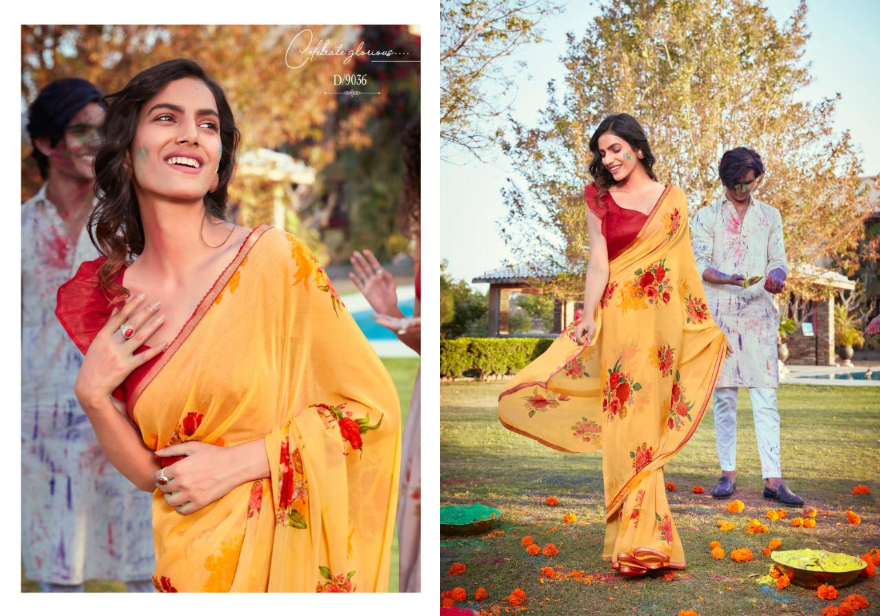 5D DESIGNER KIA VOL -02 Latest fancy Designer Casual Wear Pure Chiffon Printed Saree Collection