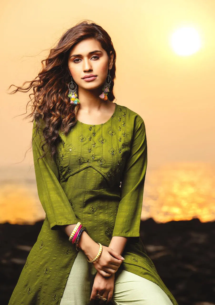 You Pearl Latest Fancy Ethnic Wear Rayon Kurtis With Bottom Collection