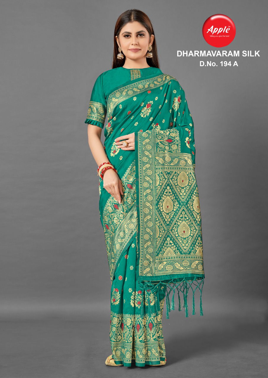 Apple Dharmavaram 194 Silk Festive Wear Woven Silk Designer Latest Saree Collection
