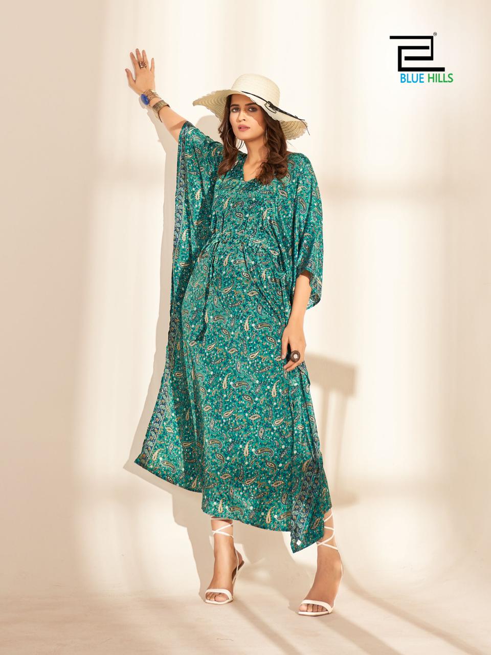 Blue Hills Fire Walk Vol 5 Printed Kaftan Kurti Catalog
