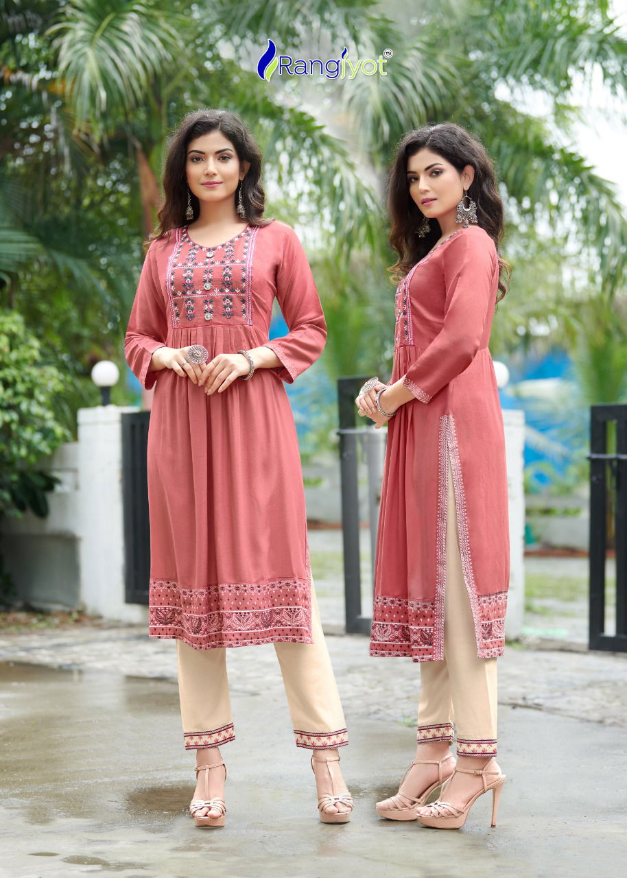 Rangjyot Maria 1 Ethnic Wear Rayon Designer Latest Kurti With Bottom Collection
