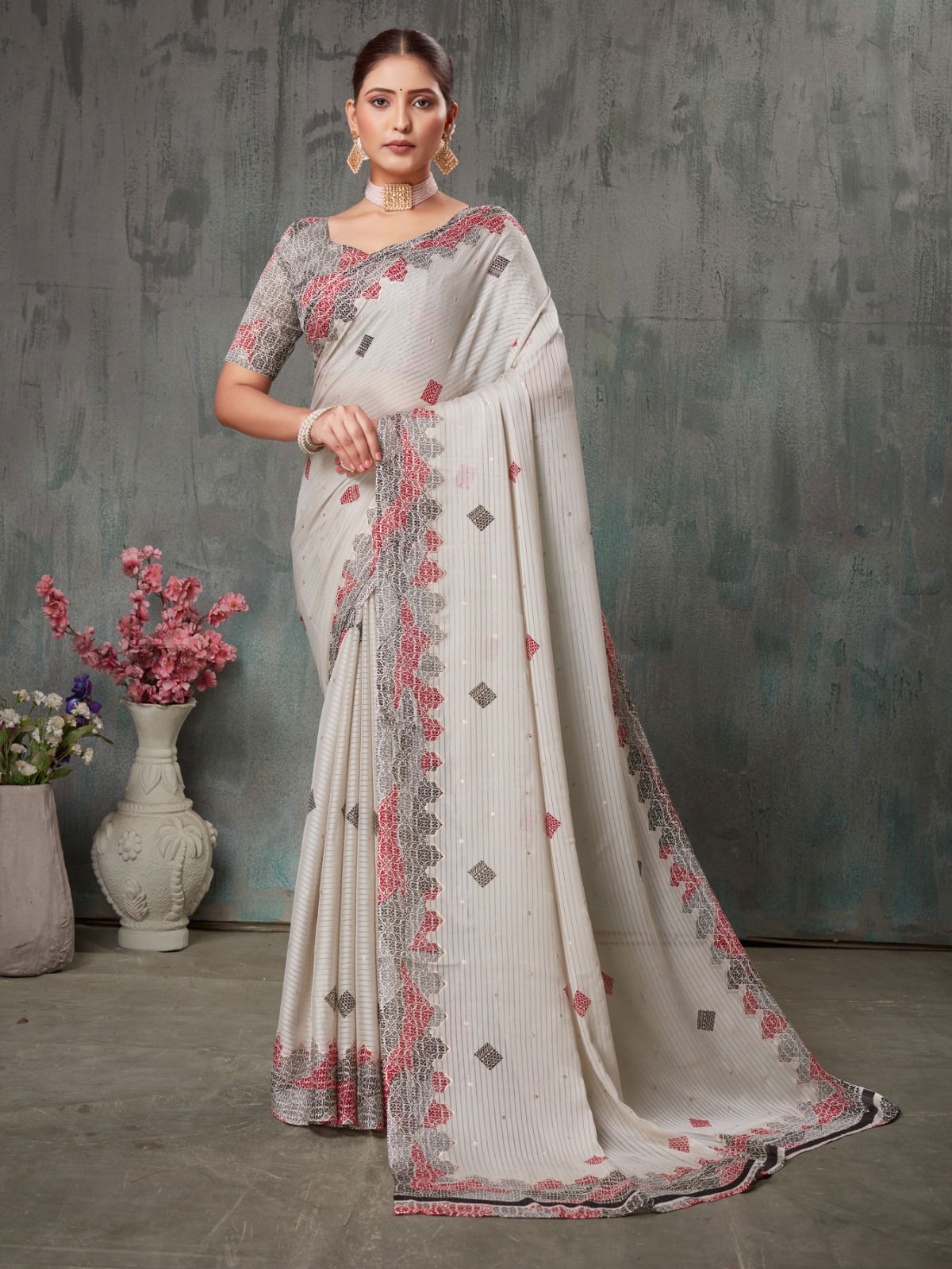 Vardha By Dhaga Chiffon Daily Wear Saree Wholesale Market In India