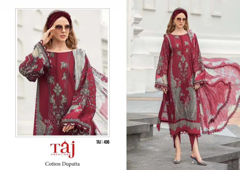 Taj 496 Chiffon Dupatta Pakistani Salwar Suits Wholesale In India
