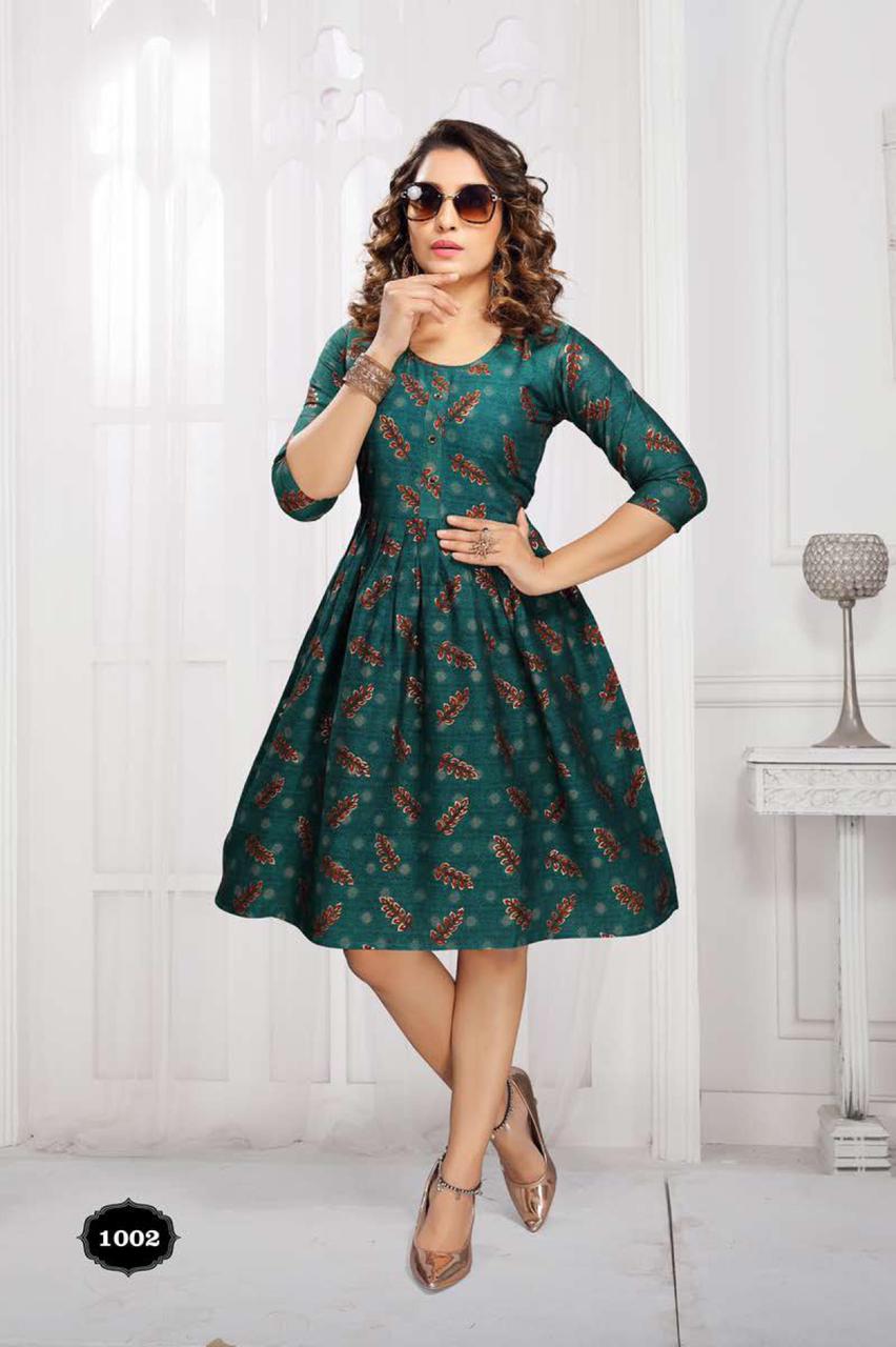 Kannur 3 Rayon Printed Ethnic Wear Designer Anarkali Kurti Collection