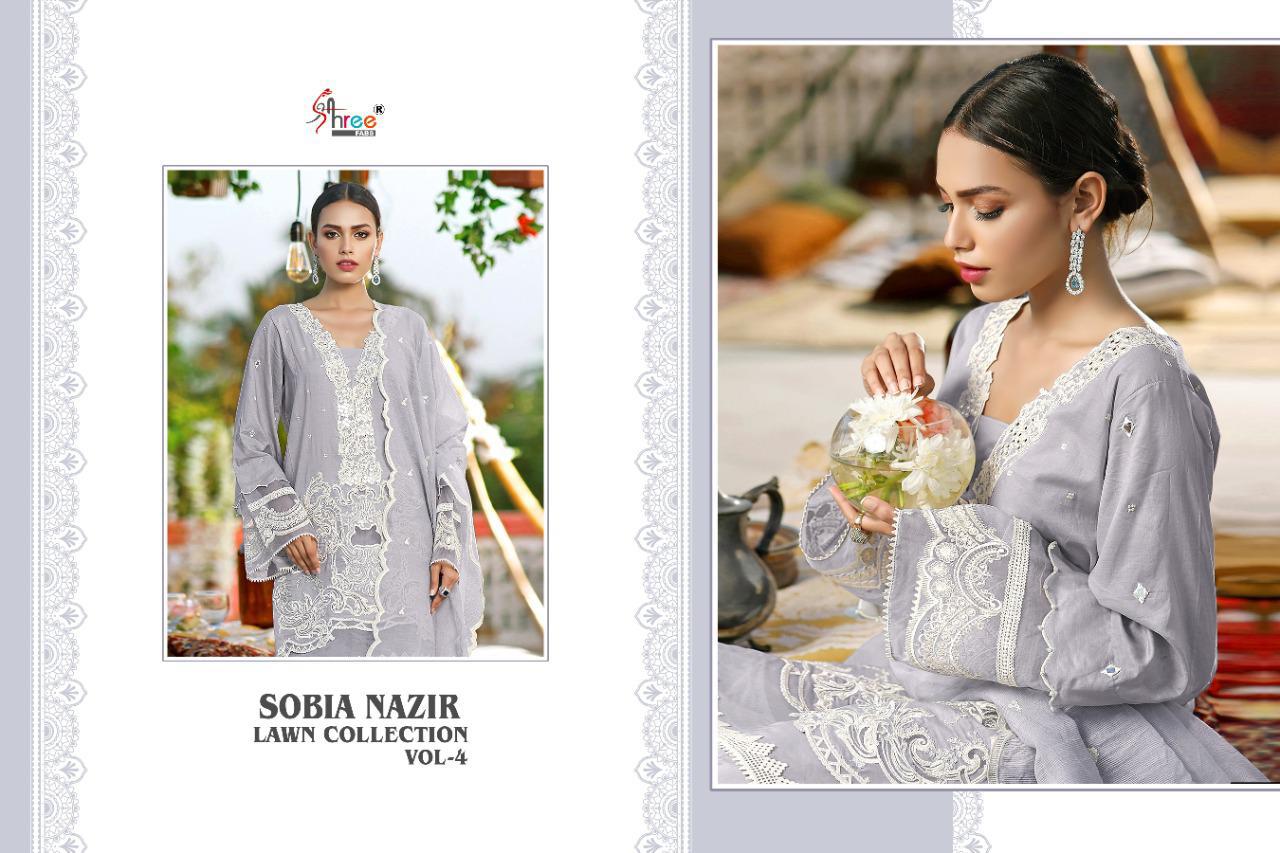 Shree Sobia Nazir Lawn Collection 4 Lawn Cotton Embroidery Pakistani Salwar Kameez Collection
