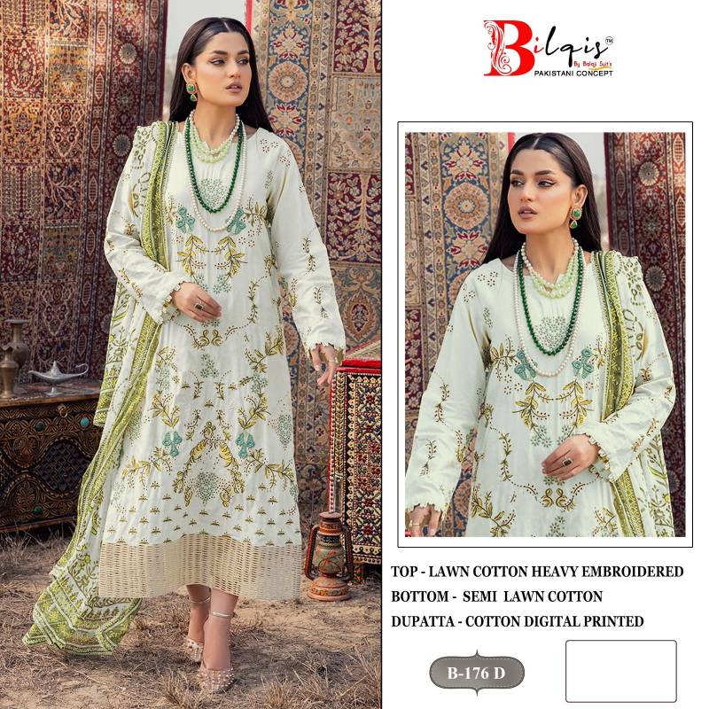 Bilqis B 176 Lawn Cotton Pakistani Salwar Kameez Exporters In India