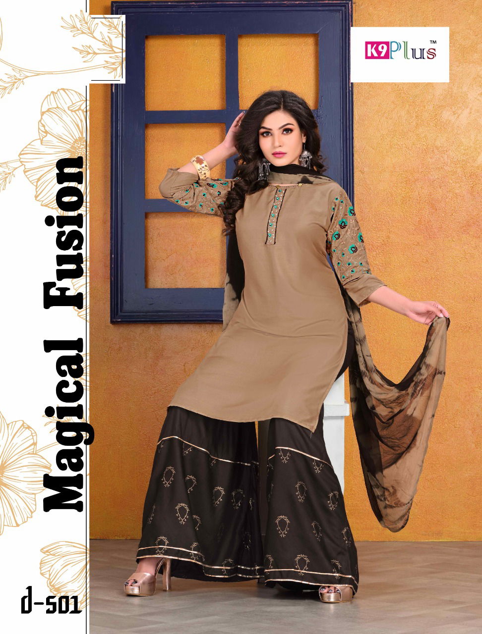 K9 Plus Akansha Latest Fancy Designer Ethnic Wear Heavy Rayon With Embroidery Work Readymade Sharara Suit Collection

