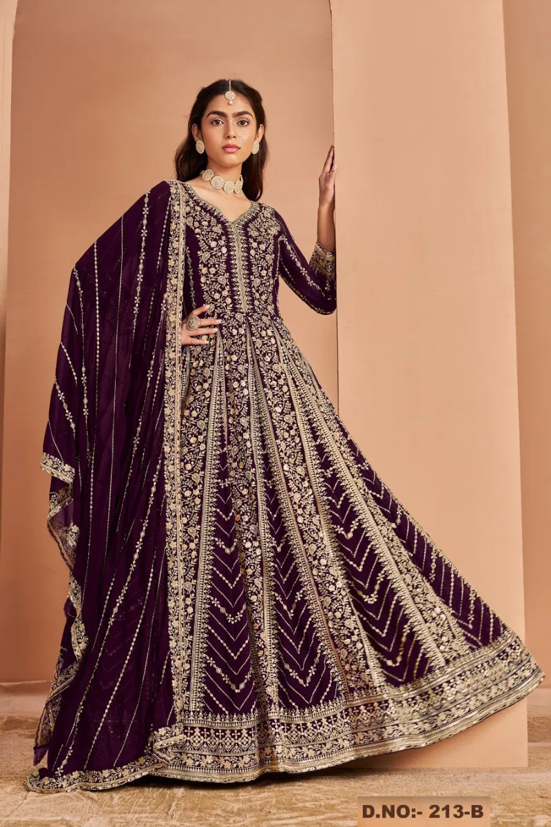 Hit 213 A To D Designer Embroidered Salwar Suits Wholesale Market In Surat With Price