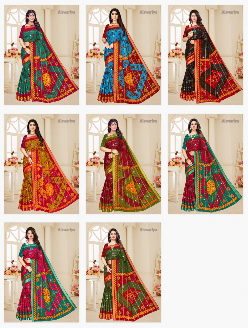 Aiswariya 01 Cotton Printed Party Wear Saree Wholesale Suppliers In Mumbai