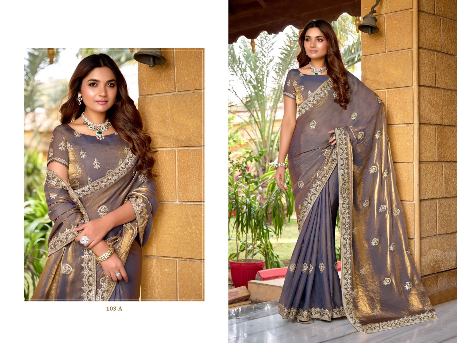 Df 103 A To 103 D  Fendi chiffon Designer Party Wear Saree Wholesale Market