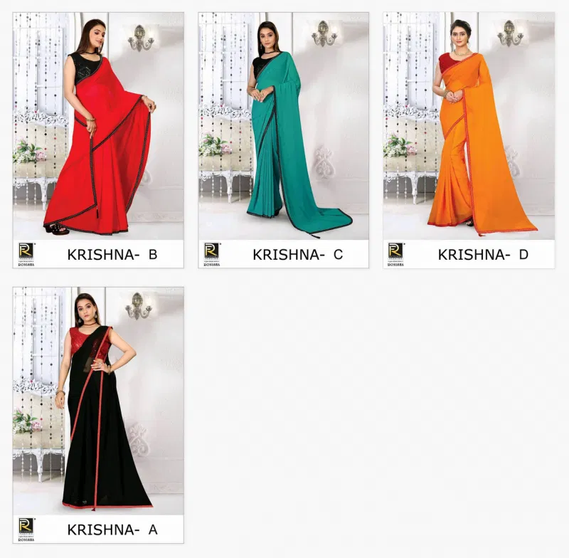 Krishna By Ronisha Party Wear Stylish Georgette Saree Suppliers In India