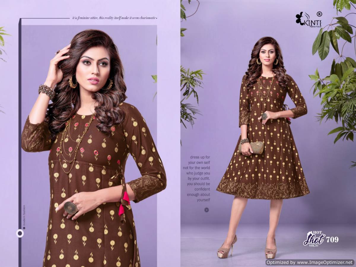 Kinti Hot Shot 7 fancy Heavy Etnic Wear Anarkali Rayon Printed Kurti Collection
