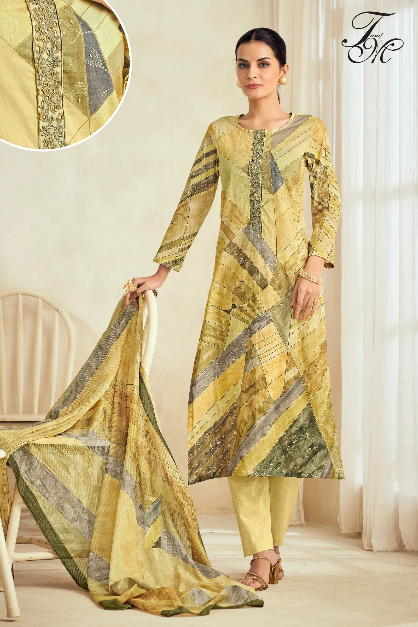 Aleena By T&M Cotton Lawn Embroidery Dress Material Wholesalers In Delhi