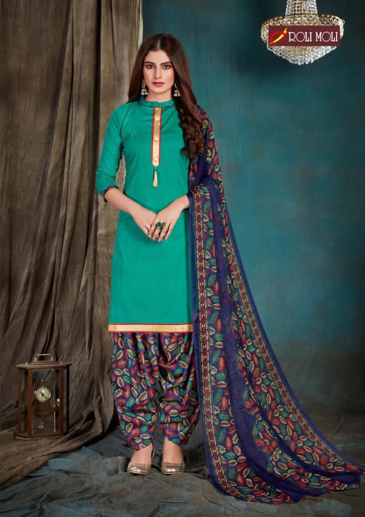 Roli Moli Royal Latest Fancy regular wear Patiyala Printed Cotton Dress Material Collection

