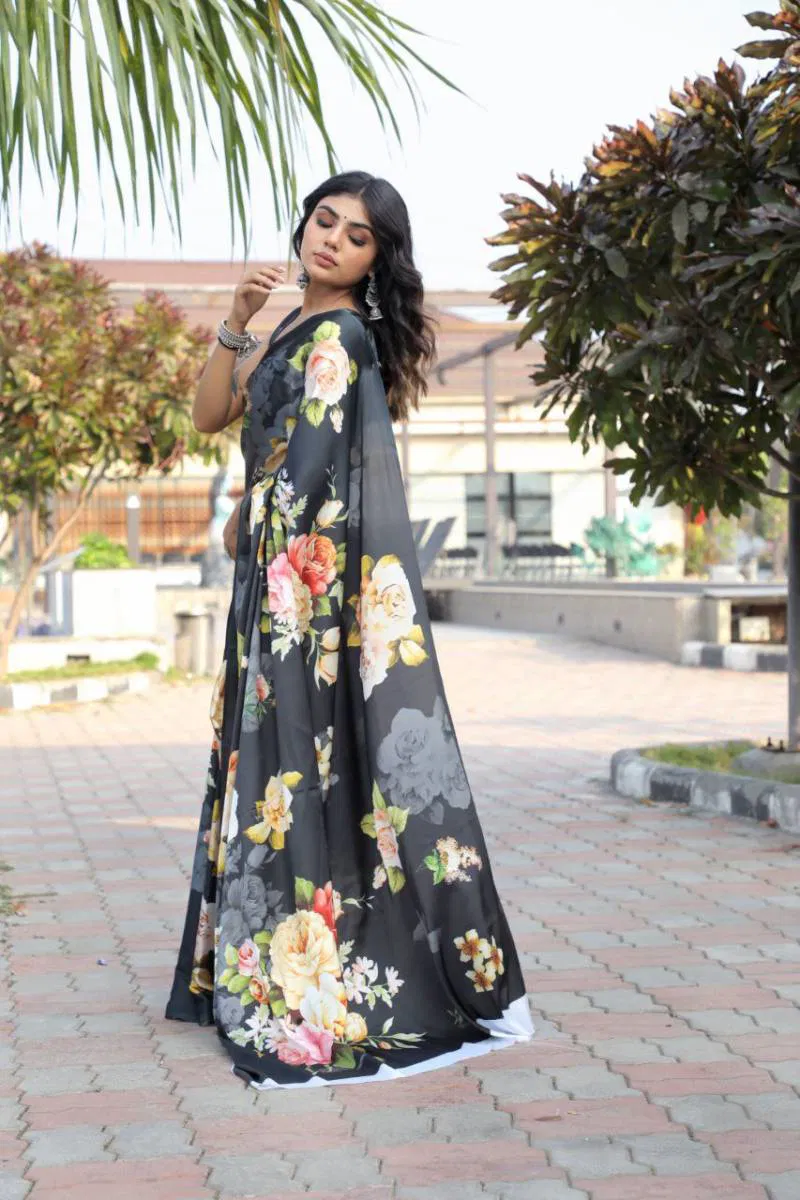 Sf Sizzler 4 Party Wear Satin Digital Printed Saree Wholesale Price In Surat