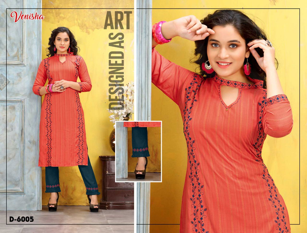 Vinesha Fiyoni 1 Ethnic Wear Designer Rayon Kurtis With Bottom Collection
