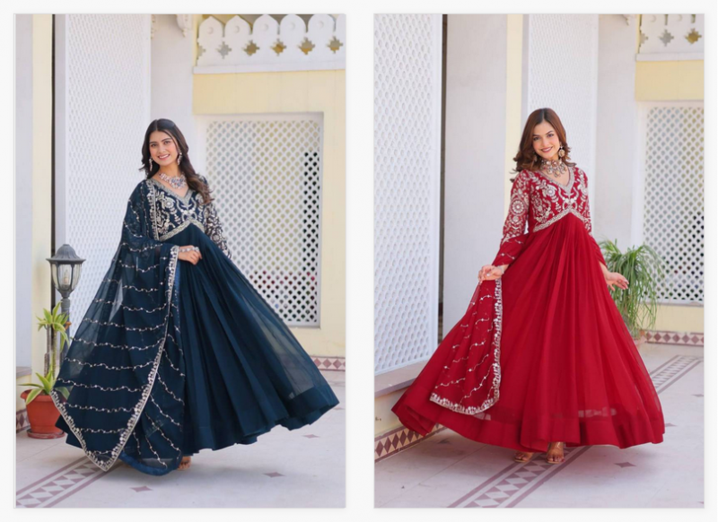 Sn 2396 Amazing Faux Georgette Gown With Dupatta Online Wholesale