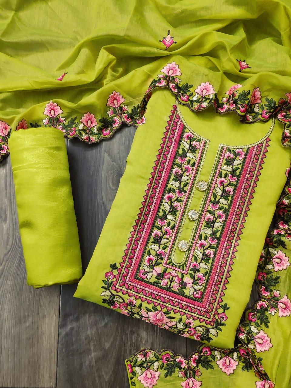 Latest Collection Of Festive Wear Designer Chanderi Designer Dress Material 