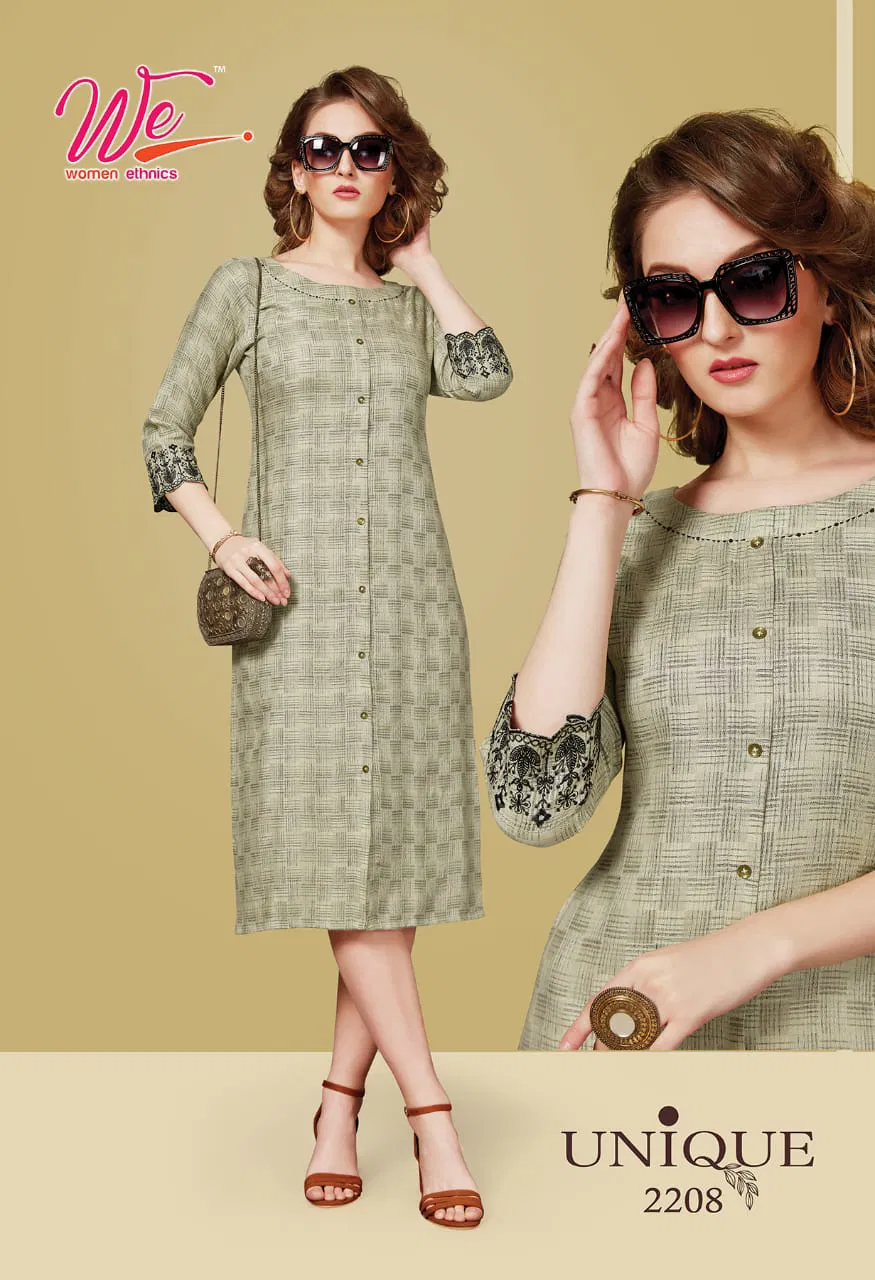 We Unique Latest Designer Casual Wear Exclusive Pure Rayon Fancy Kurti Collection
