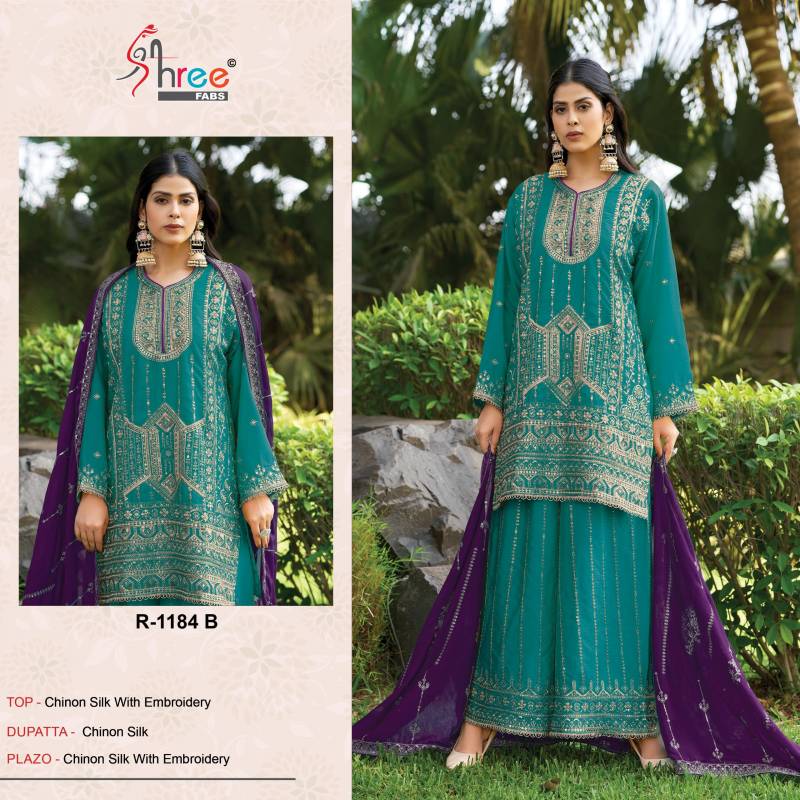 Shree R 1184 Chinon Silk Ready Made Pakistani Salwar Suits Wholesale Price In Surat