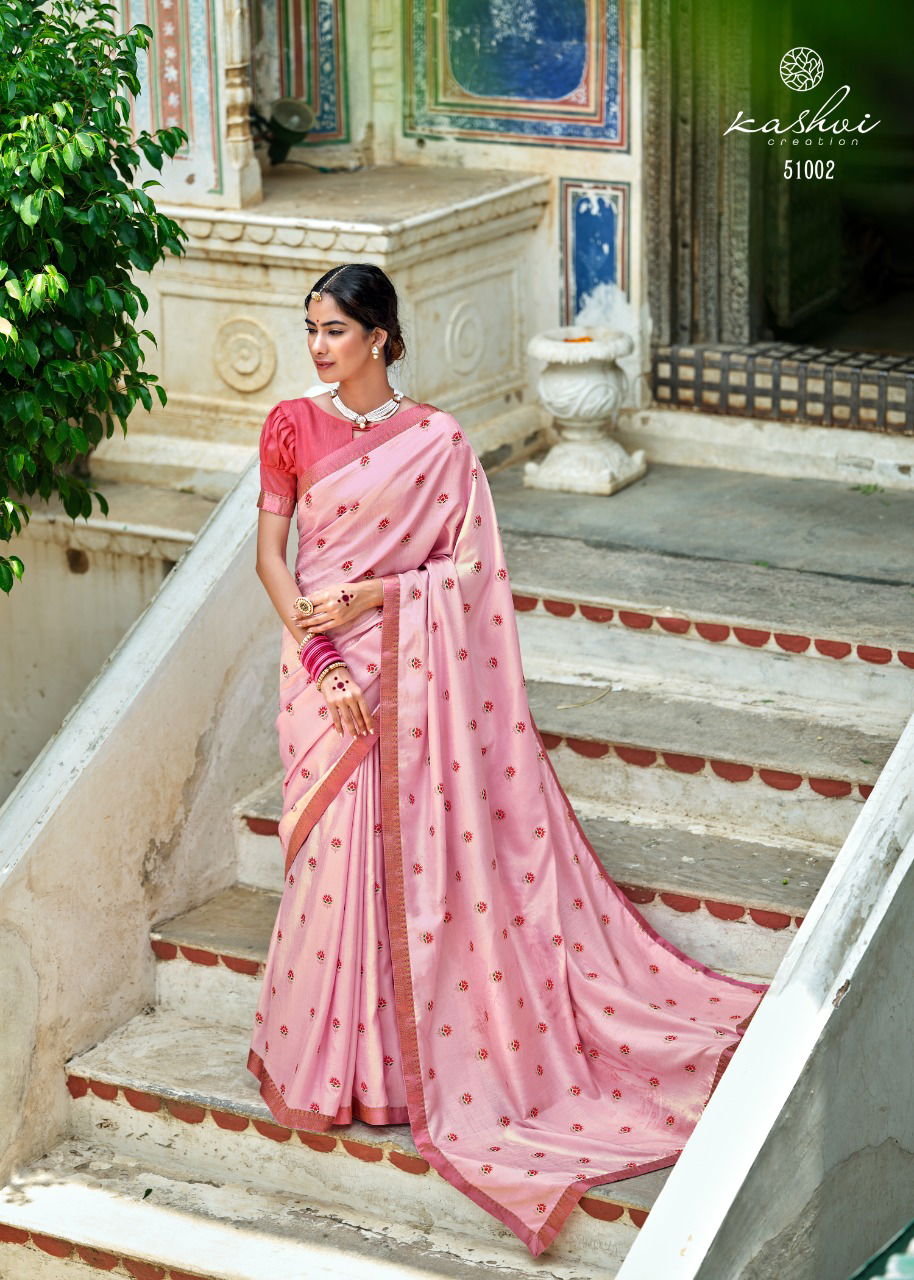 Kashvi Karigari Vichitra Jari With Fancy Lace Casual Wear Silk Saree Collection

