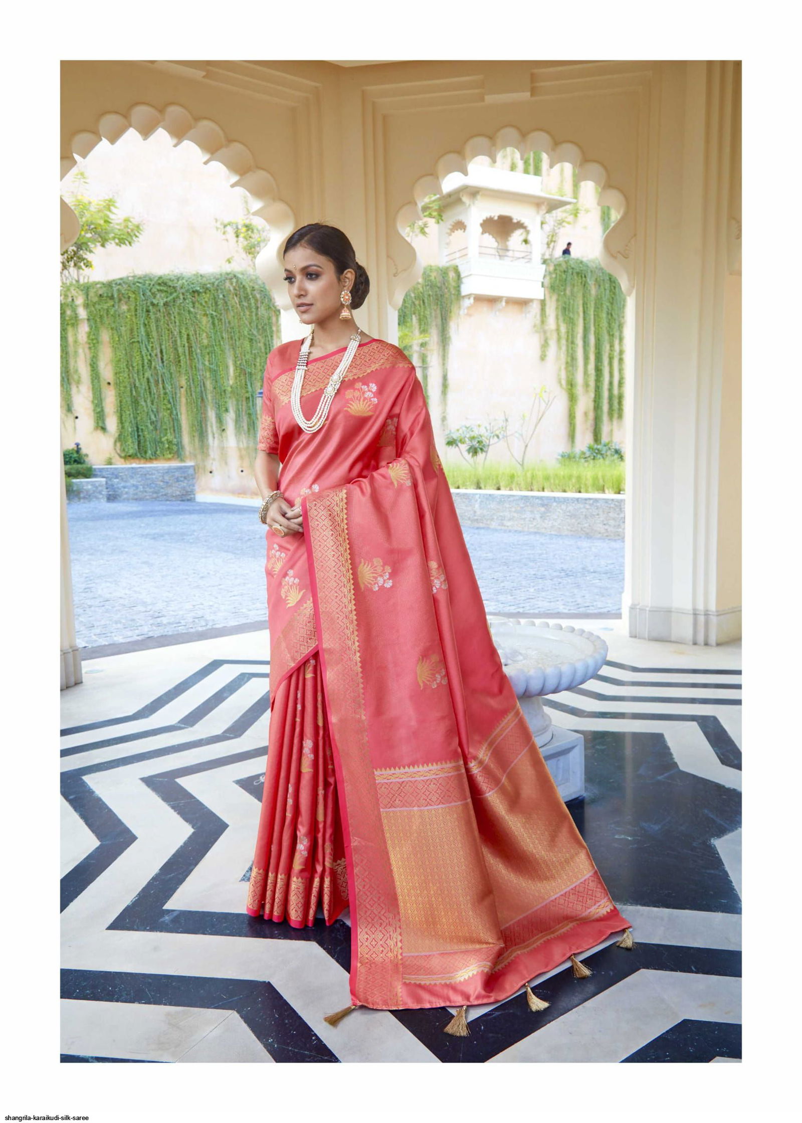 Shangrila Karaikudi Festive Wear Heavy Designer Silk Saree Collection

