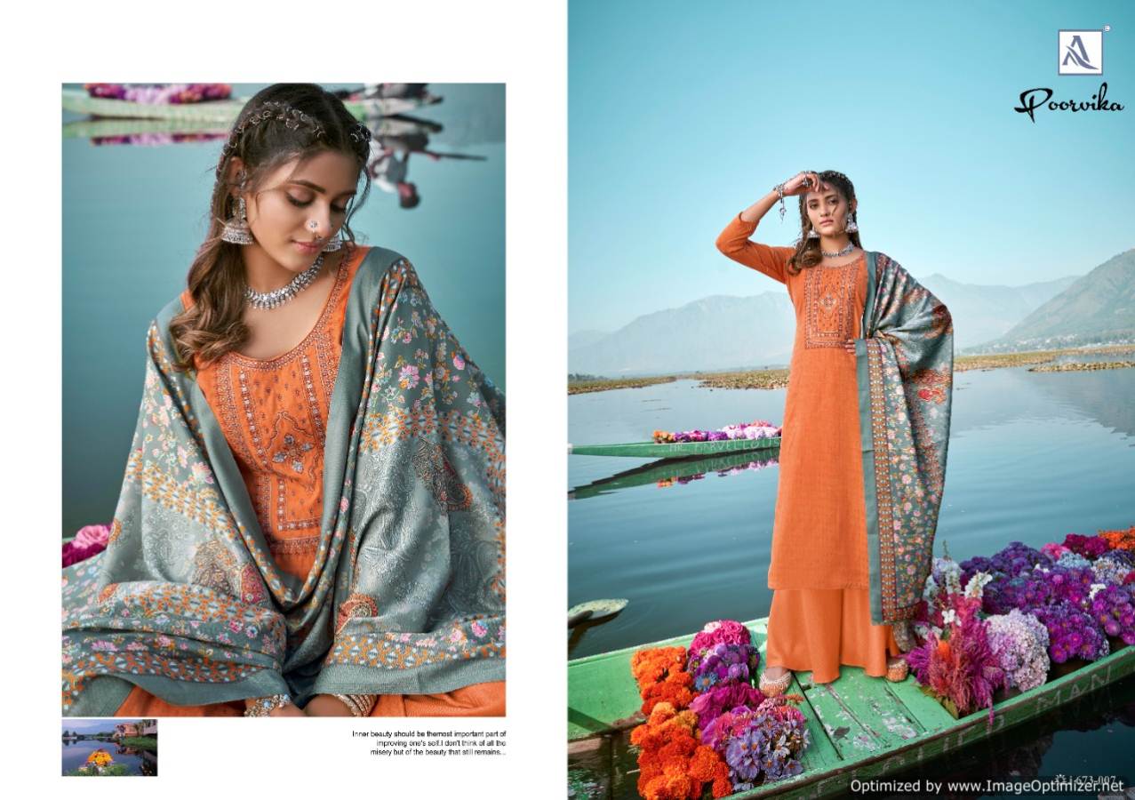 Alok Poorvika Latest Collection Of Designer Digital Printed Pure Pashimina Dress Material 