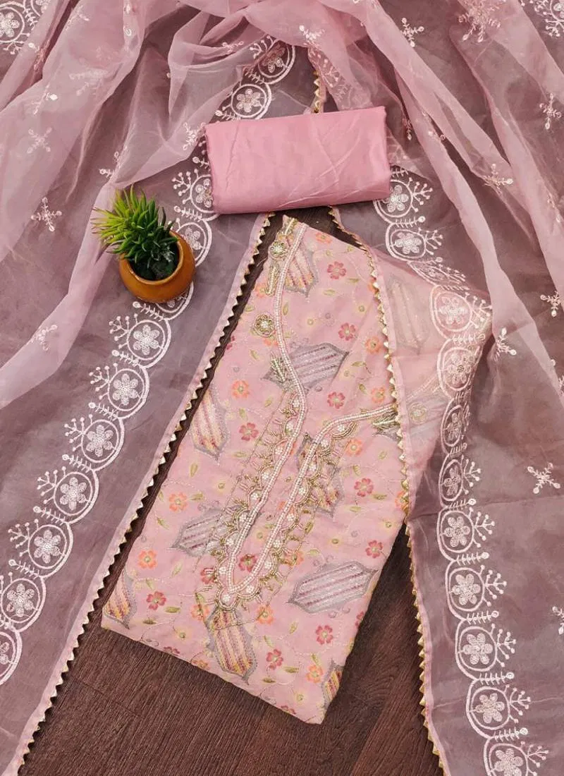 Color Set 9069 Casual Wear Organza Dress Material Bulk Orders In India
