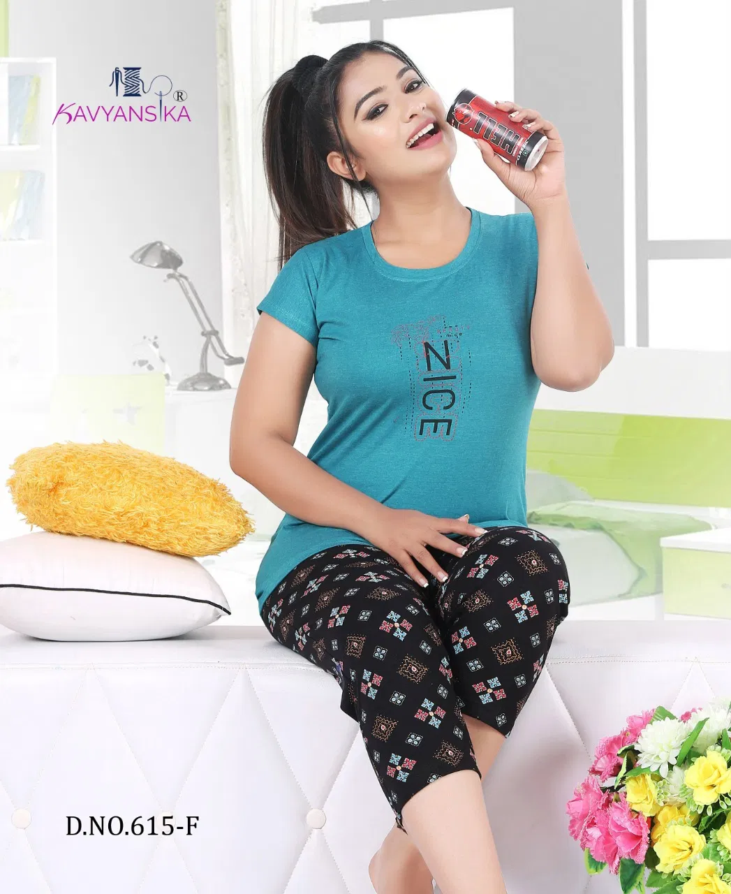 Kavyansika Capri Nightsuit 615 Latest Exclusive Comfortable Hosiery With Super Fine Stitching Cotton Short Printed Nightsuits Collection