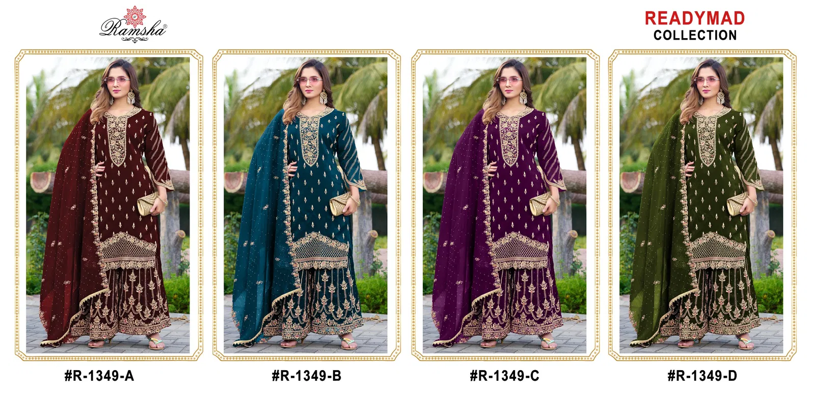 R 1349 Nx By Ramsha Crunchy Pakistani Readymade Suits Wholesale In India