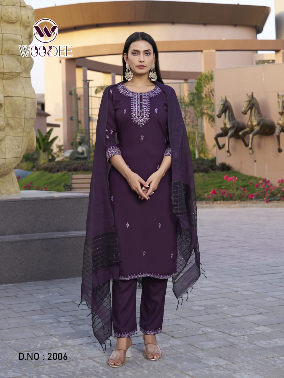 Orra By Woodee Rayon Kurti With Bottom Dupatta Suppliers In India