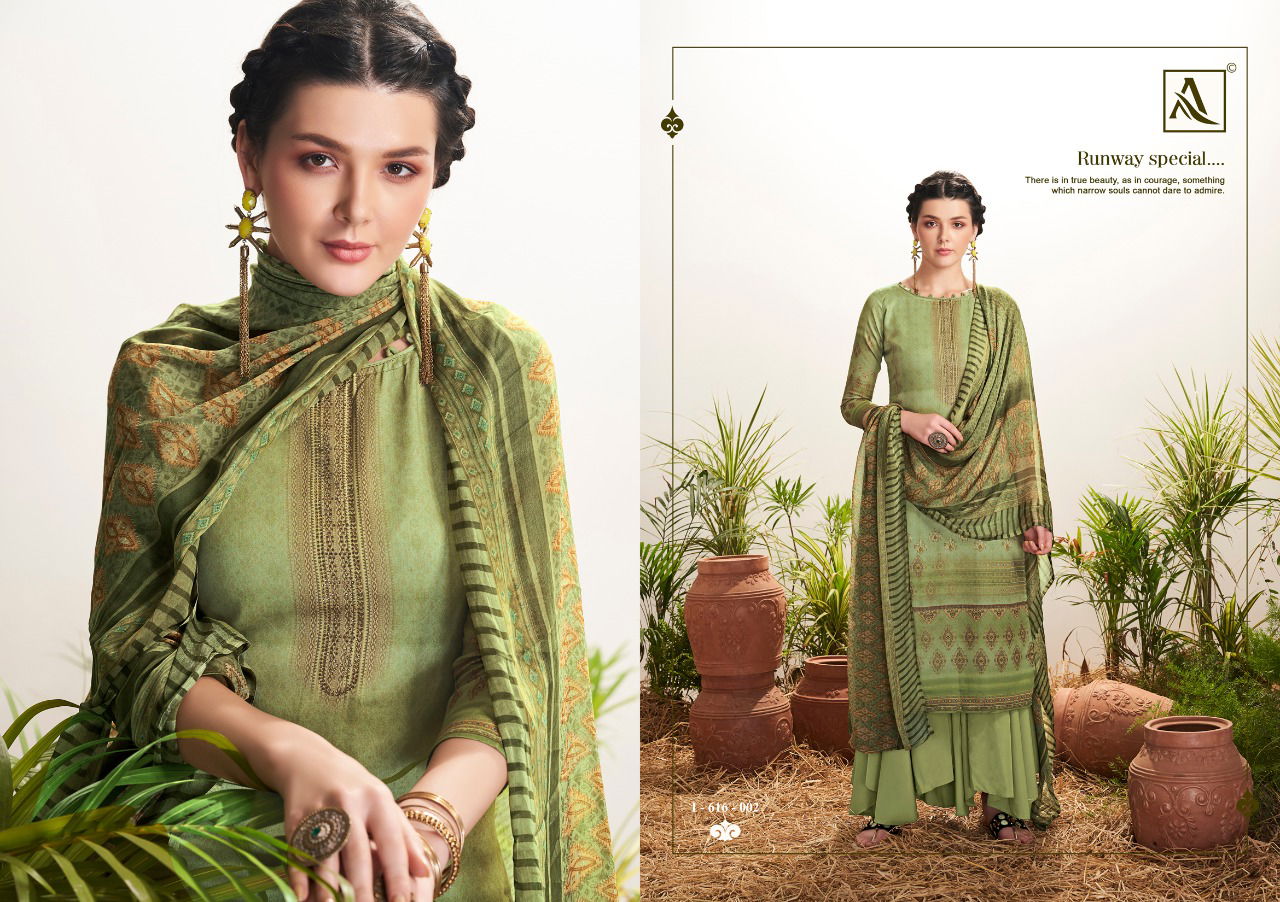 Alok Kiara Latest Fancy Casual Pure Zam Silk Digital Print with Swarovski Work Designer Dress Material Collection
