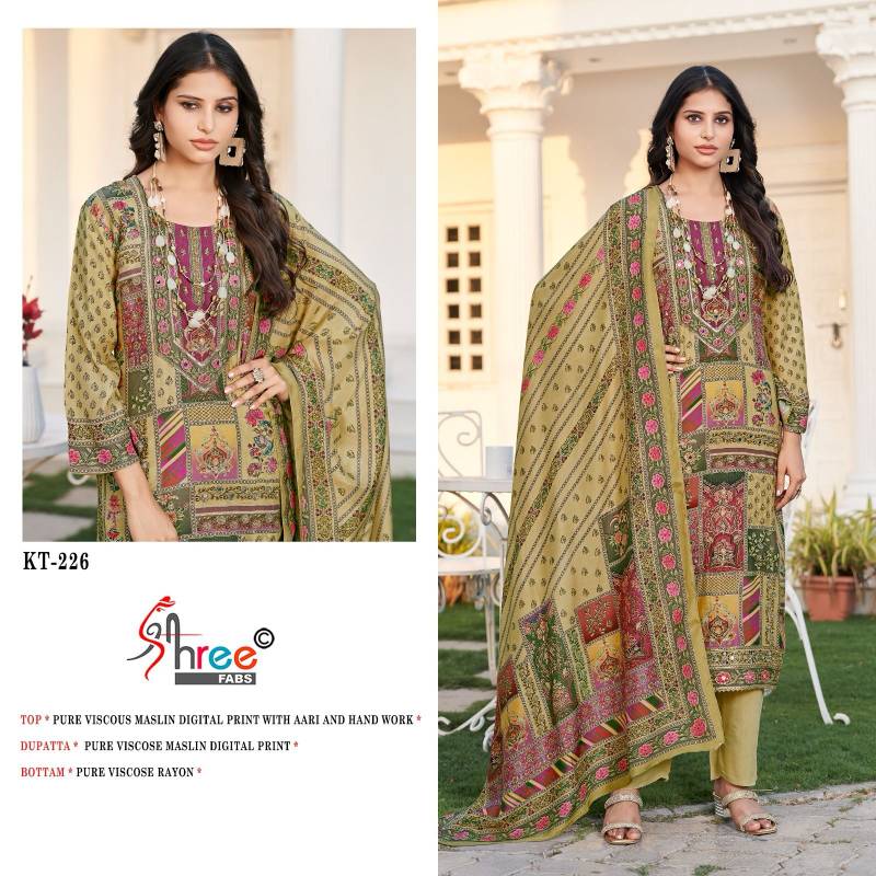 Shree Kt 226 Viscose Maslin Digital Printed Salwar Suits Bulk Orders In India