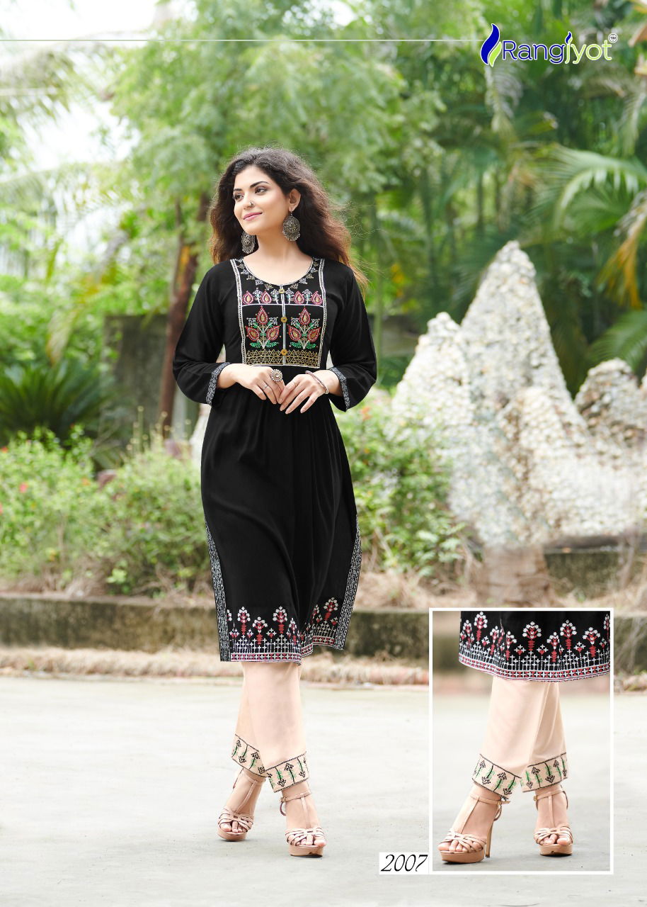 Rangjyot Maria 1 Ethnic Wear Rayon Designer Latest Kurti With Bottom Collection
